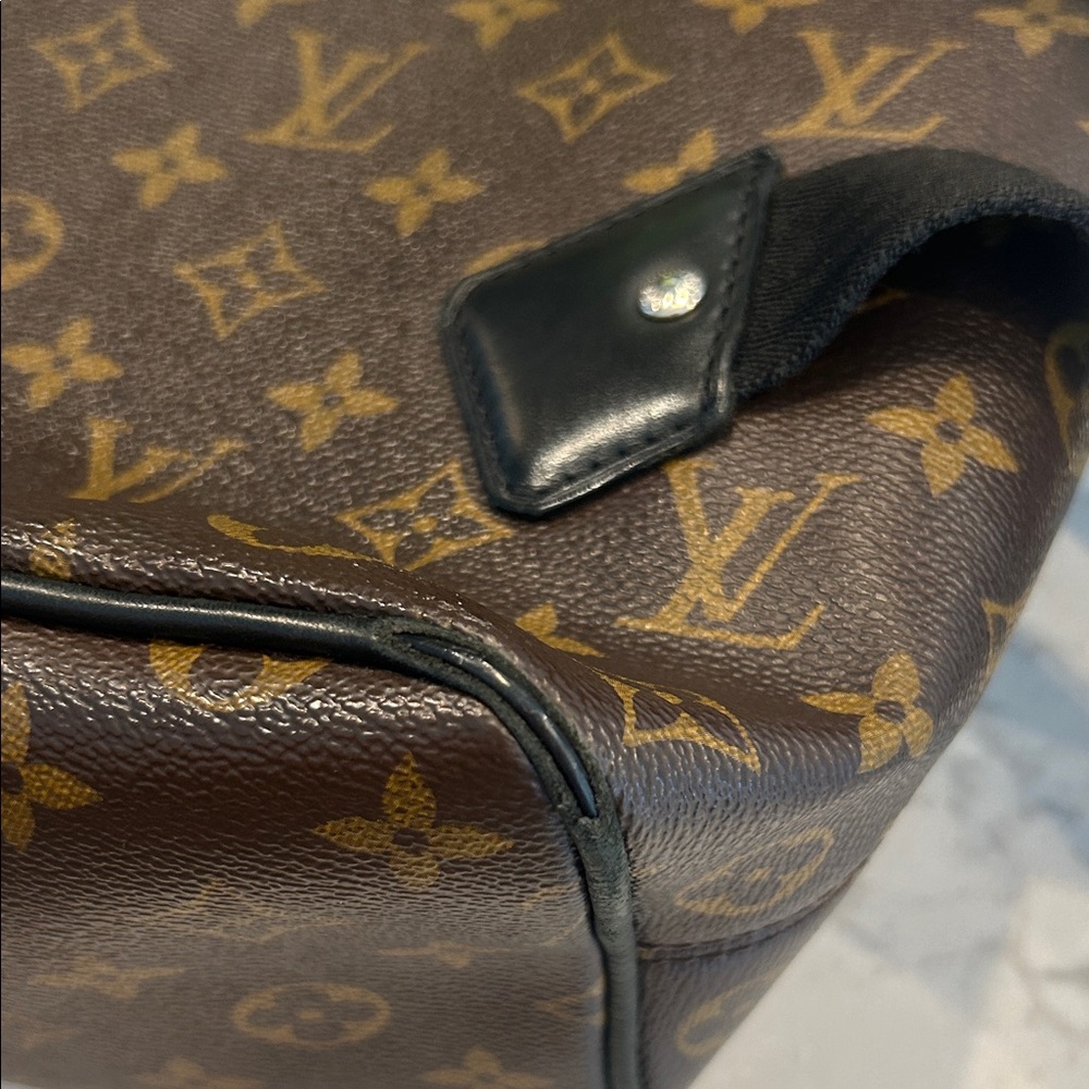 100% Authentic Louis Vuitton Brown Monogram Backpack with Black Leather Flap - Picture 10 of 15